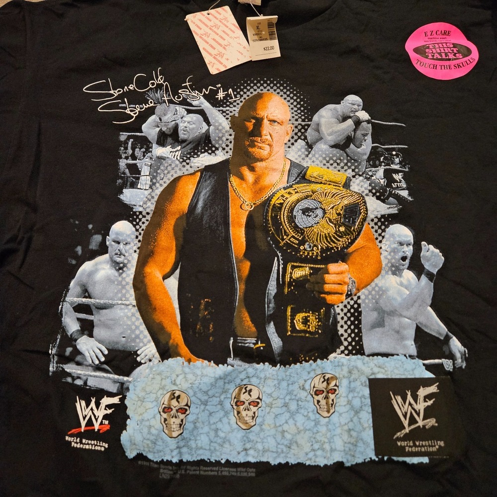 Vintage 1998 WWF Stone Cold Steve Austin Talking Shirt XL Wild Oats NWT - Picture 2 of 13